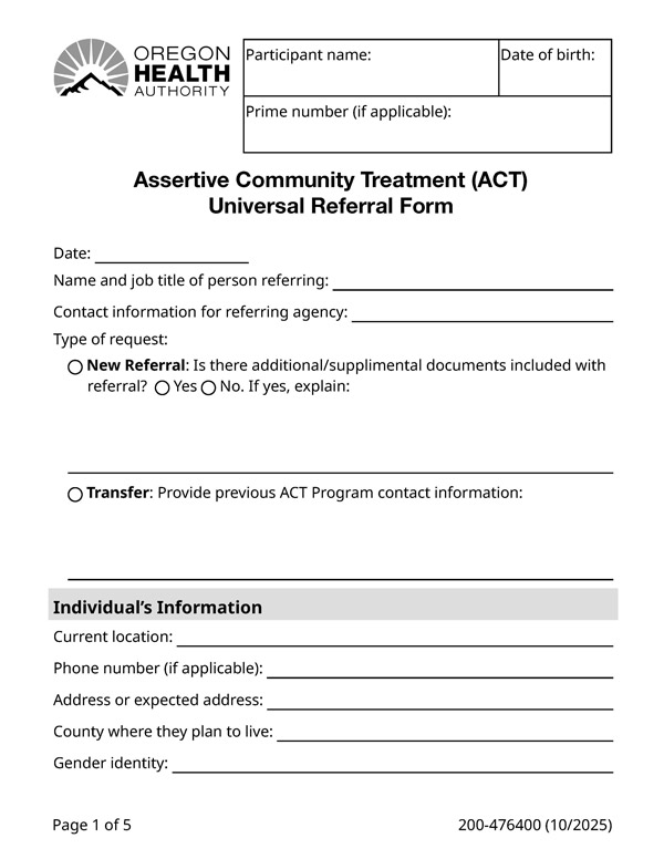 OHA ACT Universal Referral Form
